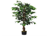 4FT Artificial Ficus Tree - 504 PEVA/Polyester Leaves, Multiple Trunks, Green 44479741