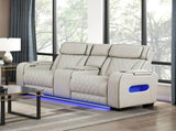 1pc Luxurious Power Reclining Loveseat w Center Console Adjustable Headrests Lights Storage Arms USB B011P609102