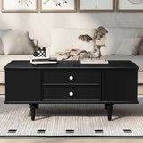 U-Can Modern Rectangle Coffee Table with Four Drawers, Two Side Hidden Storage Compartments, 47.2" N724P286418B