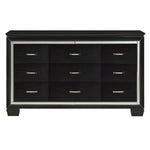 ZUN Black Finish Dresser Bold Desing 9 Drawers Glamorous Faux-Alligator Textured Fronts Wooden Bedroom B011134407