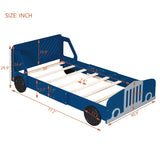 Twin Size Car-Shaped Platform Bed with Wheels,Blue WF311752AAC