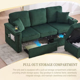 UNITED WE WIN L-Shaped Sectional Sofa with Pull-Out Storage,Ottoman & Pillows 3-Seat with USB W1568P332404
