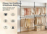 Floor to Ceiling Tension Clothes Rack No Drill Heavy Duty Carbon Steel Garment Organizer, I/L/45&deg 74283074