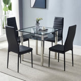 4pcs Elegant Assembled Stripping Texture High Backrest Dining Chairs BlackReplace 69148825