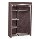 64" Portable Closet Storage Organizer Wardrobe Clothes Rack with Shelves Dark Brown 40344709