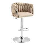 360&deg Fabric cover Swivel Bar Stools Set of 2, Adjustable Counter Height Bar Chairs with Woven 94403667
