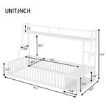 ZUN Twin Size Floor Bed Frame with Safety Fence, Metal Floor Bed with Desk and Storage Shelves, W1580P240067