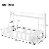 ZUN Twin Size Floor Bed Frame with Safety Fence, Metal Floor Bed with Desk and Storage Shelves, W1580P240067