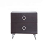 ZUN 2 Drawers MDF Nightstand with Plastic Legs, Espresso B016P253950