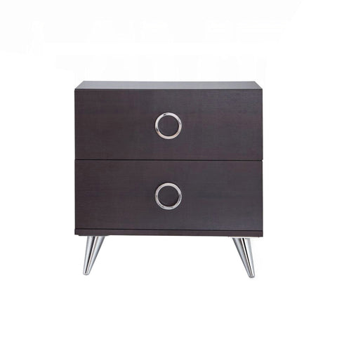 ZUN 2 Drawers MDF Nightstand with Plastic Legs, Espresso B016P253950