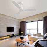52 Inch Wood Blade Low Profile Ceiling Fan with 6 Speed Remote Control for Patio Living Room W934P147088