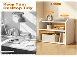 3-Tier Desktop Storage Shelf, Raised Guardrail Anti-Fall Tabletop Organizer for Home Office 56877788