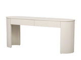 TREXM Entryway Table with Fluted Design, Modern Console Table with Storage, Oval Top and 2 Drawers N715P233435A