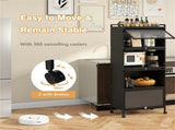 5-Tier Rolling Microwave Stand Flip Dust-Proof Doors 4 Casters with Brakes Kitchen Storage Rack 85133161