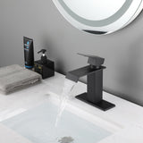 Waterfall Spout Bathroom Faucet,Single Handle Bathroom Vanity Sink Faucet TH1008MB