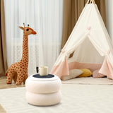 (SKU08675722Storage Ottoman, Round Teddy Velvet Footrest with Tray, Macaron-Shaped Stool, Modern 62629266