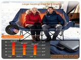 Navy Dual Person Heated Folding Camping Chair 4 Heating Zones 3 Temperature Levels, Heavy Duty 660 95735414