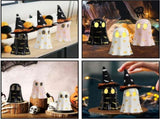 Halloween Decor Indoor, Set of 3 Ceramic Ghosts with Witch Hats, Cute Spooky Ghost Figurines for 61962924