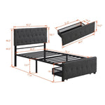 ZUN Twin Size Storage Bed Metal Platform Bed with a Big Drawer - Gray 17349055