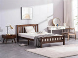 Cap, curved head and footboard, vertical decorative strips, painted surface, pine wood, brown, Twin 81185658