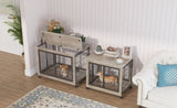 Furniture Style Dog Crate Side Table on Wheels with Double Doors and Lift Top.Grey,38.58''w x W116291737