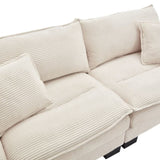 Corduroy Sofa Sleeper Couch Loveseat Sofa with Pillows Comfy Upholstered Deep Seat Sofa for W676P184129