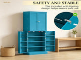 65 Inch Pantry Storage Cabinet Blue 4 Doors 84814216