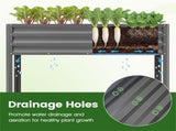 44" Elevated Raised Garden Bed with Drainage Holes, 32" Ergonomic Height Metal Planter - Gray 62003815