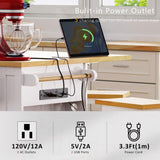 K&K 53inch Large Island with Drop Leaf, Power Outlet, Door Internal Storage Rack, Rolling N707P185531W