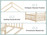 Full Size Floor Bed Triangle Roof Frame and Support Bed Slats, Montessori Kids Playhouse Bed 69568687