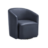 Ardena Midnight Blue Faux Leather Swivel Barrel Chair B050P322594