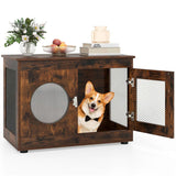2-in-1 Dog Crate End Table - Rustic Brown, 88lbs Capacity, Farmhouse Style, 32.5"x18.5"x23.5" 48731244