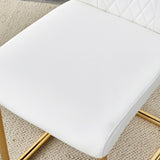 Modern dining chairs, dining room chairs, and golden leg cushioned chairs made of artificial W1151107095