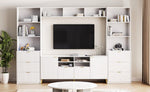 ZUN 4-Piece Entertainment Wall Unit with 13 shelves,8 Drawers and 2 Cabinets, Multifunctional TV Stand 40769163