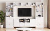 ZUN 4-Piece Entertainment Wall Unit with 13 shelves,8 Drawers and 2 Cabinets, Multifunctional TV Stand 40769163