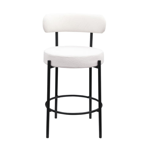 ZUN Modern Counter Height Stools Set of 2, Uphsoltered 26" Seat Height Barstools with Black Metal Legs 47689278