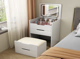(60CM) 3 in 1 Vanity Desk with Plip Top Mirror, Small Make Up Vanity Set with Visible Glass Desktop, W2641P192314