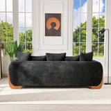 Modern Elegant Design 3 Seater Sofa with Wooden Legs, Comfortable Lambswool 5 Pillows for Living W2817P271192