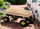 Heavy Duty Steel Wooden Side Support Cargo Wagon with 10" All-Terrain Air Tires, Up to 220lb Load 53440781