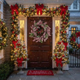 Christmas Pinecone Wreath 18x18x4.5" Timeless Red Frosted Wall Wall Hanging Berry Ring Holiday Door 39503145