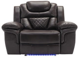 Home Theater Seating Manual Recliner Chair with LED Light Strip for Living Room,Bedroom, Brown WF310725AAD