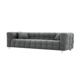 Grey teddy fleece sofa 80 inch discharge in living room bedroom with two throw pillows hardware foot W1278141700