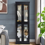 Elegant Lighted Glass Curio Display Cabinet Wooden Frame Storage for Living Room, Kitchen & Pantry W1758P297547