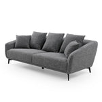 ZUN 3 Seater Sofa Couch, Modern Fabric Upholstered Sofa with Three Cushions, 2 Pillows, Dark Grey W876112687