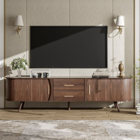 Mid-Century Modern TV Stand for 80" TV, Entertainment Center with Storage for Living Room, Bedroom, N710P257611P