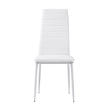 Modern Style White Metal Finish Side Chairs 2pc Set Faux Leather Covered Contemporary Dining Room B01167365