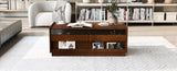 U-Can Modern Rectangle Coffee Table 4 Drawers and 2 Display Shelves, 47.2" Wood Coffee Table N724P286421D