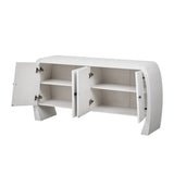 U-Style Four-Door Ash Veneer Storage Cabinet with Curved Legs, Perfectly Suited for Hallways, N711P241277K