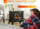 Electric Fireplace Freestanding Stove Heater with Realistic Flames 14.25"x9.5"x18" Black 29633557