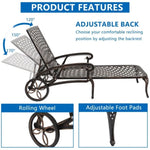 ZUN 193*64.5*93cm Backrest Adjustable Courtyard Cast Aluminum Lying Bed Bronze 10135486